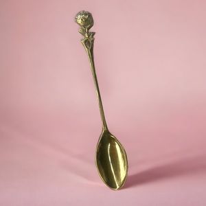 Gold spoon miniature rose on top